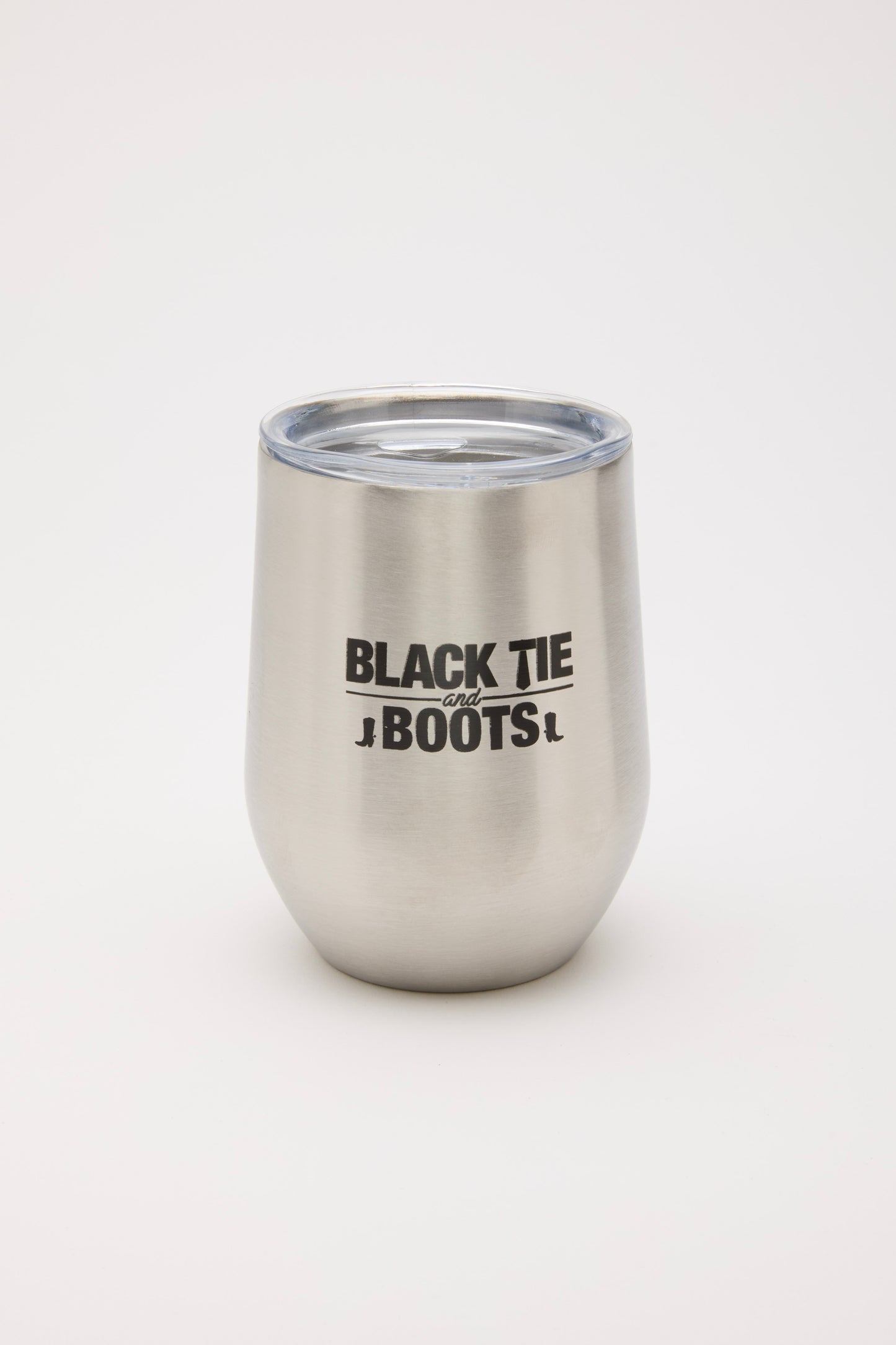 Limited Edition Black Tie and Boots Stemless Insulated Tumbler with Lid
