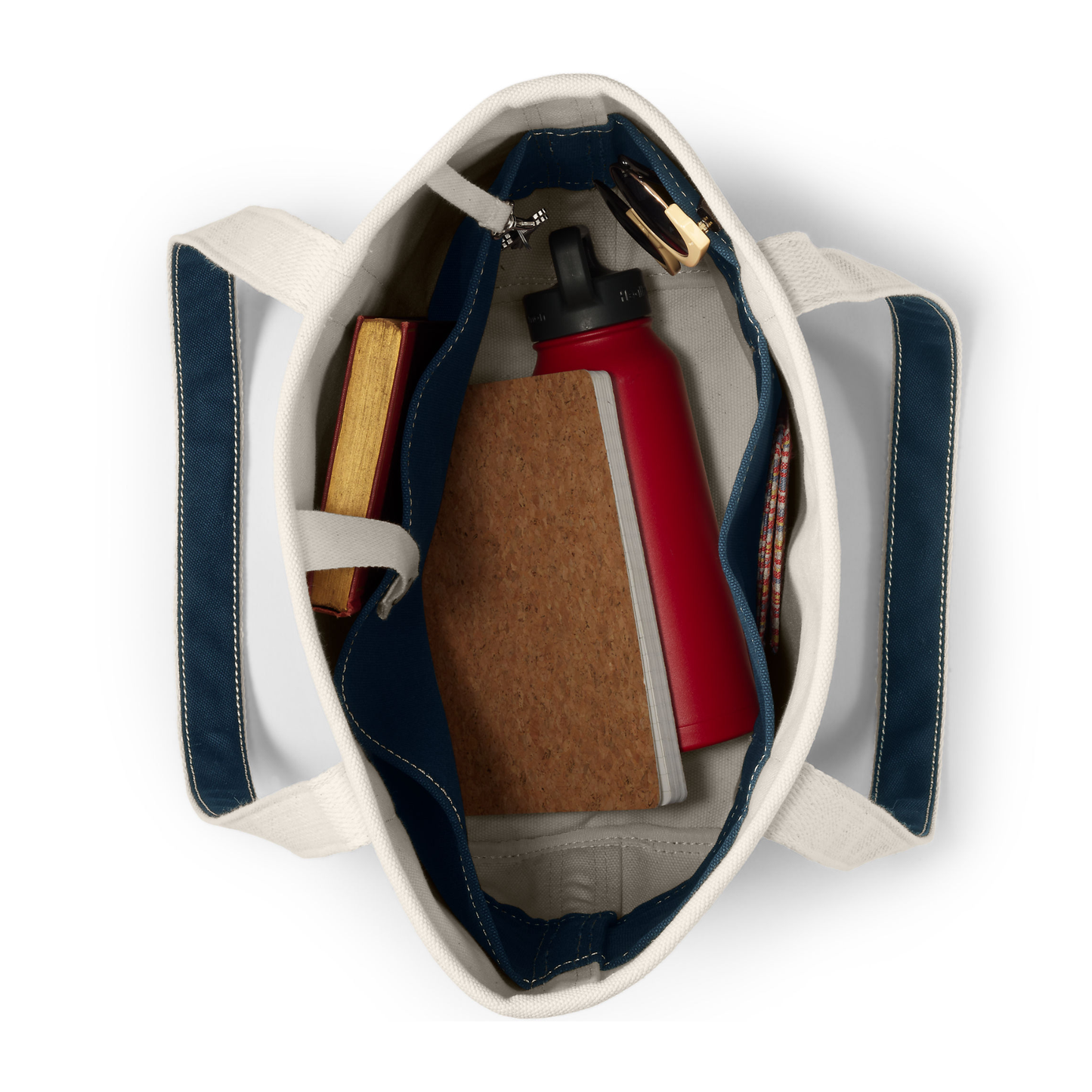 Medium 5 Pocket Open Top Long Handle Canvas Tote Bag